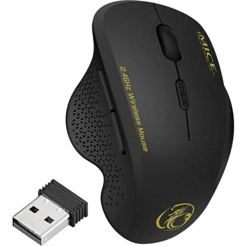 Ratón inalámbrico de 2,4G, dispositivo de 6 botones, 1600DPI, portátil, para casa y oficina