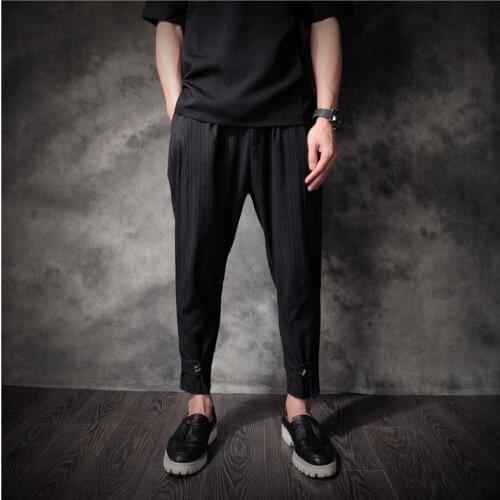 2020 Summer New Thin Breathable Linen Pants Tide Men Fashion Comfortable Ankle Length Pants Casual Trousers