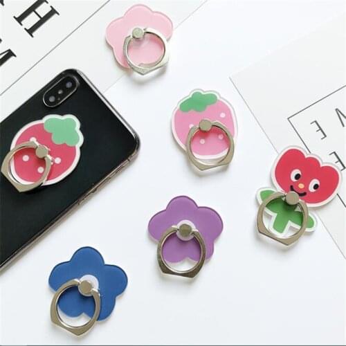 Mobile Phone Stand Holder Finger Ring Strawberry Flower Smartphone Phone Stand For Iphone Huawei All Phone