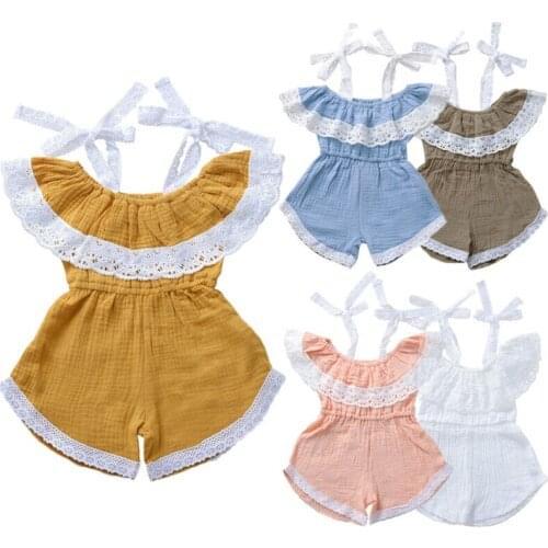 Baby Romper 2020 Toddler Kids Baby Girls Summer Lace Strap Sleeveless Romper Jumpsuit Outfits Size 1-5Y
