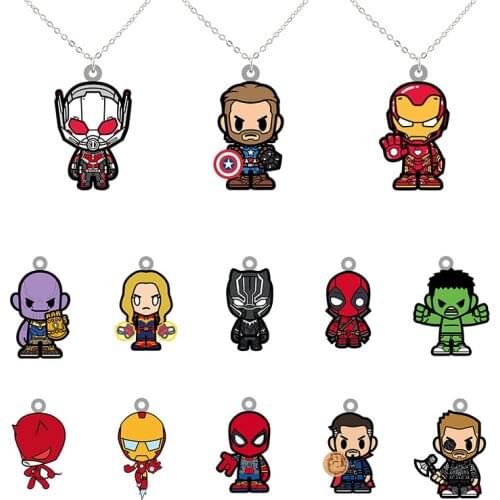Disney Marvel Necklace Long Chain 10th Anniversary Iron Man Avengers Necklace Epoxy Resin Design Small Pendant Necklace