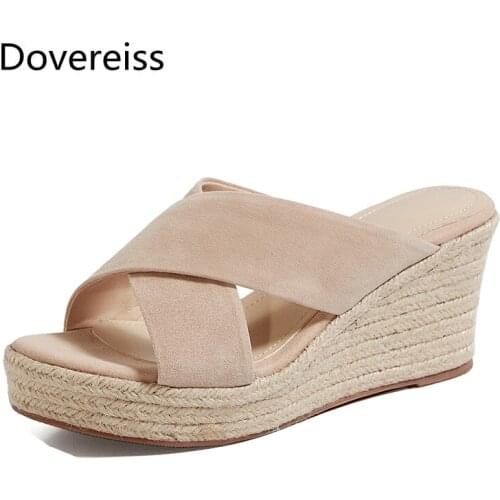 Dovereiss Fashion Womens Shoes Summer Consice Sexy Waterproof Purple Sky Blue Apricot Sexy Elegant Slippers Wedges size 33-40