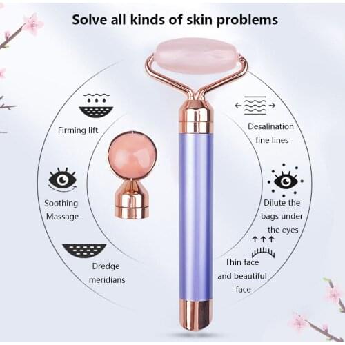 Electric Vibrating Natural Resin plastic Roller 2 in 1 Beauty Massage Tools Face Lifting Facial Roller beauty bar