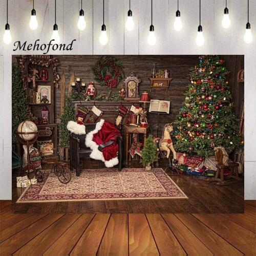 Mehofond Photography Background Christmas Fireplace Santa Gifts Kids Portrait Family Holiday Party Decor Backdrop Photo Studio