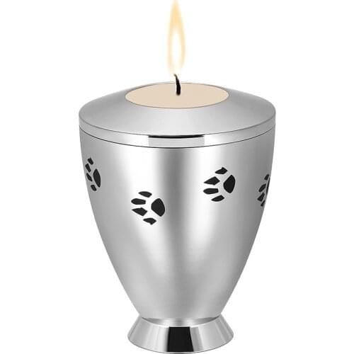 IJU048 316L Stainless Steel Engraved Keepsake Cremation Candle Holder for Ash Urns Funeral Casket for Memorial