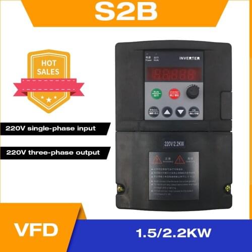 VFD Inverter ZW-S2B 1.5KW/2.2KW Single-Phase 220V Input And Triple Output Motor With 2M Cable Outside Panel Free Shipping