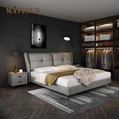 Italian Light Luxury Technology Fabric Loft Wedding Bed Simple Modern Master Bedroom Double Bed 1.8 Meters Furniture For Home