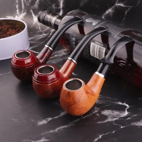 Curved resin filter pipe tobacco holder creative gift type dry pipe Imitation solid wood bakelite pipe