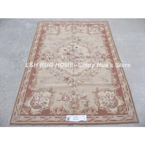 Free shipping 4'X6' needlepoint rugs,New Zealand woolen rugs aubusson designs Brick red color