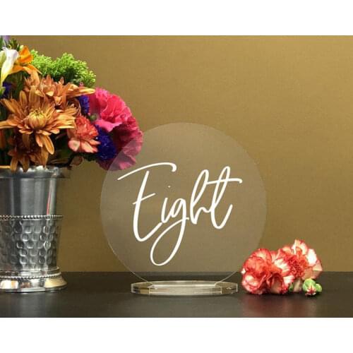 Custom Round Table Number with Stand Clear Acrylic Wedding Table Number Wedding Table Decor Plexiglass Table Number