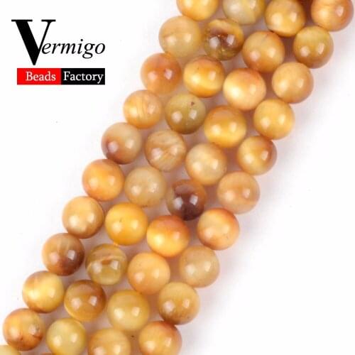 AAA Gold Tiger Eye Natural Stone Round Loose Beads For Jewelry Making Diy Fashion Beads Jewellery 6 8 10mm Pick Size 15inches