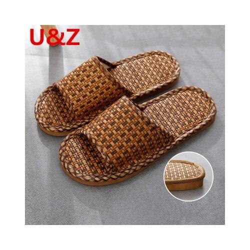 Cool indoor sandals slippers Women Summer straw natural bamboo rattan slippers Original ecology linen soft outsole shoes lovers