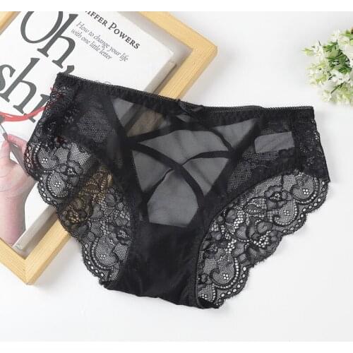 3Pac Lace Panties Women Sexy Transparents Underwear Hollow Out Woman Lingerie Low Waist M-3XL Large Size Lady Soft Underpantes