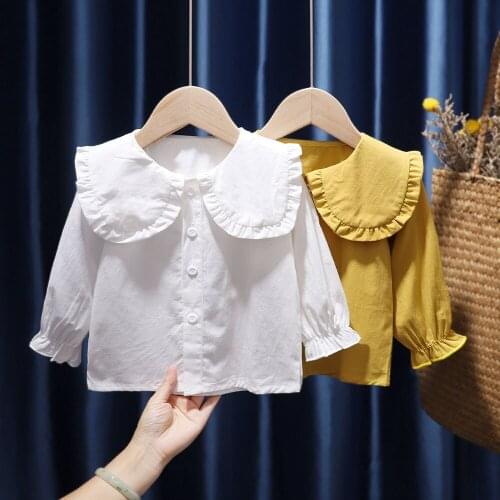 Summer Baby Girls Blouse Shirts School Kids Girl Tops Cotton Long Sleeve Toddler Infant Newborn Shirt Blouses Children Clothes