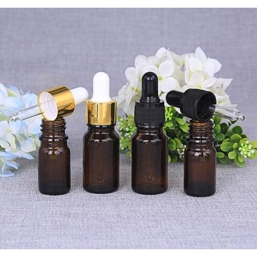 Lot of 10pcs 10ml 10CC Amber Small Glass Dropper Bottles For Essential Oil Perfume tiny portable Cosemtic Refillable bottles