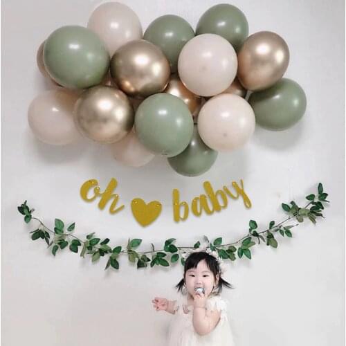 19pcs/set Avocado green Latex Balloons Garland Arch Kit Retro Bean Balloon Set Baby Shower Wedding Birthday Party Decorations