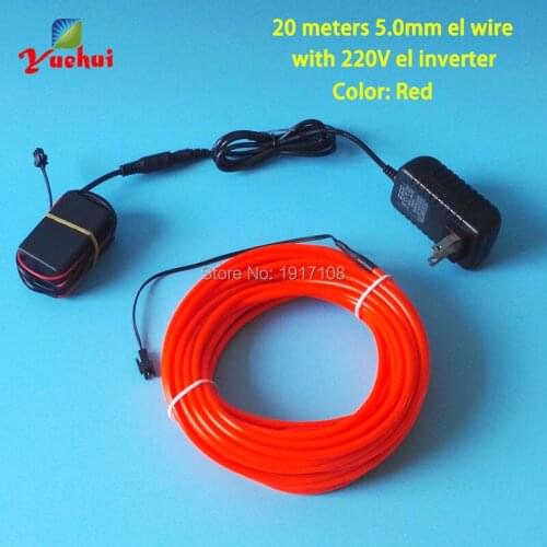 10 Color Option 20Meter 5.0mm Neon Glowing wire EL Wire LED thread Neon Light rope By 220V Controller for House Party DIY Decor