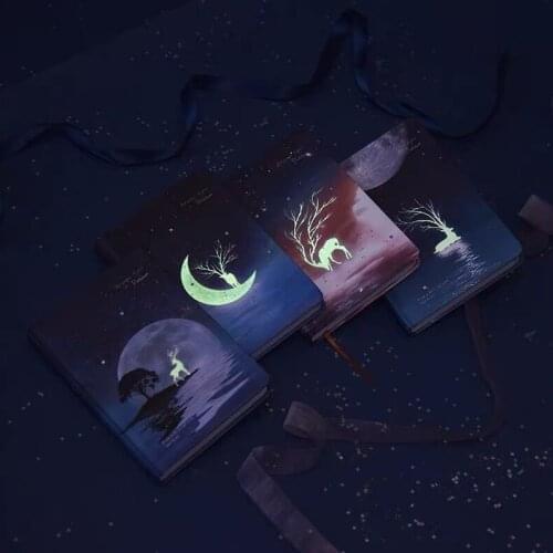 2021 Sharkbang A5 Starry Noctilucent Night Elk Notebook Journal Sketchbook Agenda Diary Note Book 128 Sheet Kawaii Stationery