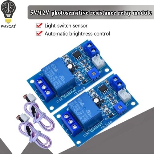 WAVGAT 5V 12V Light Control Switch Photoresistor Relay Module Detection Sensor 10A brightness Automatic Control Module XH-M131