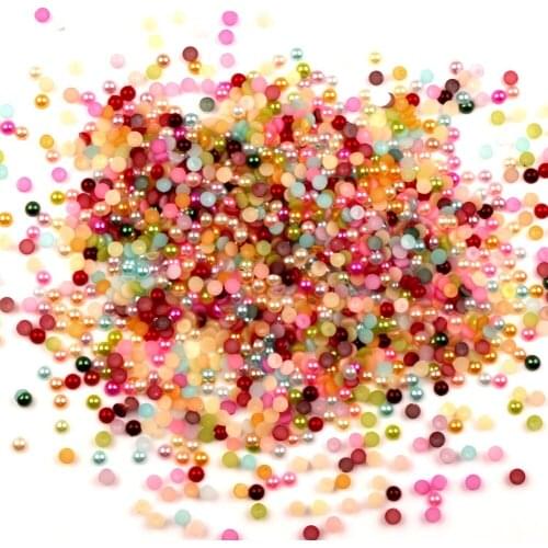3000Pcs Mixed 4mm Half Round Pearl Beads Craft Cabochon Scrapbook Decoration Flatback Nail Art Garment Beads DIY Accessories
