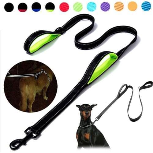 2021 Dog Leash Dual Handle Hands Free Running Leash Shock Absorbing Extendible Bungee Reflective Stitching Adjustable Waist Belt