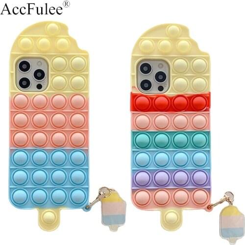 Cute Ice Lolly Ice Cream Silicon Case For iPhone 12 Pro Max 11 6 6S 7 8 Plus XR XS Max SE 2020 Cover Reliver Stress Bubble Cover