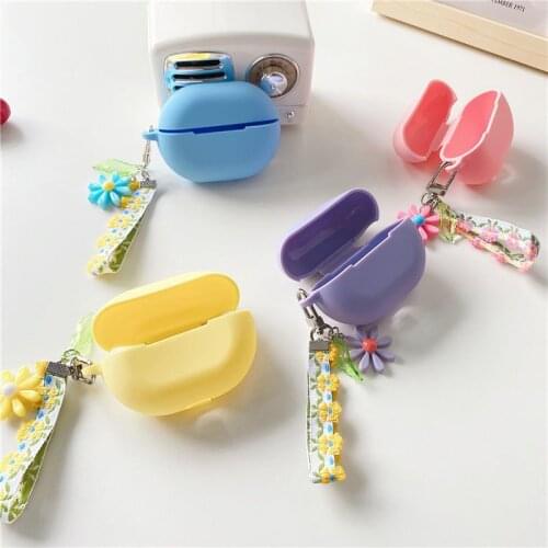 Cute Lace flower cover For huawei freebuds 4i Case with keychain silicone Cover fundas For huawei free buds PRO Earphones case