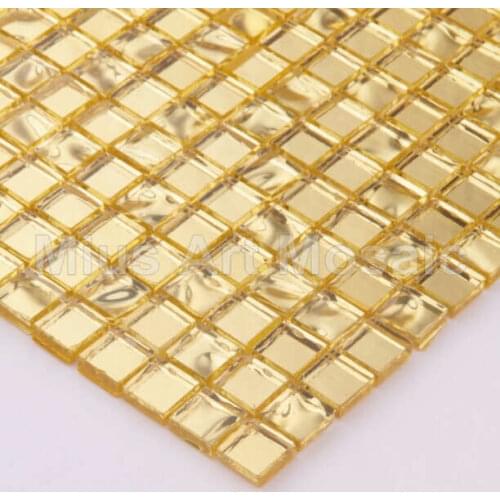 Pure gold glass mosaic 10x10x4mm for kitchen backsplash A5P01-HP02-10