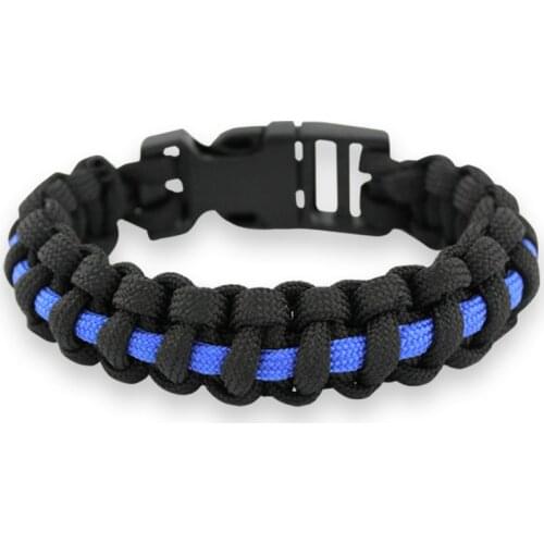 Thin Blue Line Back the Blue Mom Sister Wife Aunt Grandma Dad Son Daughter Survival Paracord Charm Bracelets Men Women Gift