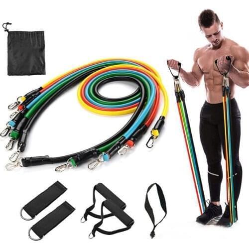 Workout 11pcs/Set Pull Rope Fitness Yoga Rubber Loop Tube Latex Tubes Exercises Resistance Bands Excerciser Body Training