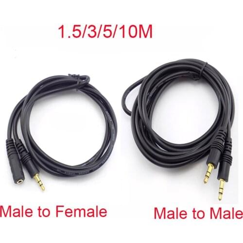 1.5/3/5/10M Male to Male 3.5mm Stereo Jack Male to Female Plug Audio Aux Extension Cable Cord for Computer Laptop MP3/MP4