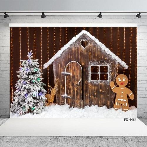 Photography Backdrop Christmas Tree Cabin Snow String Lights Vinyl Backgrounds for Children Baby Home Party Photocall Fond Photo