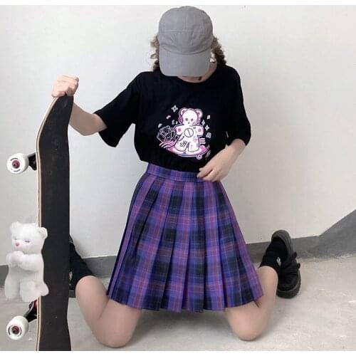 Y2k Gothic Loose black Harajuku bunny Anime Print women tee Summer Kawaii Women Punk Short Sleeve Casual Vintage T-shirt Grunge