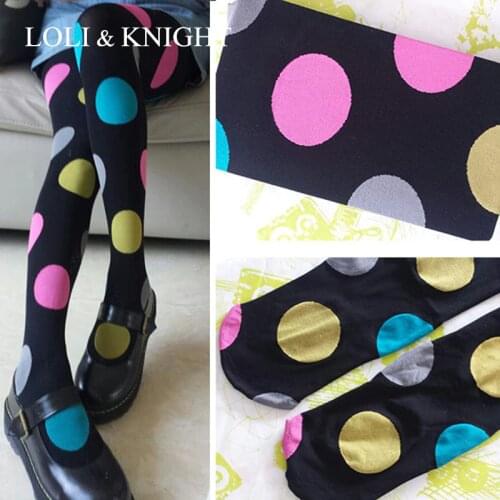 Womens Velvet Polka Dot Bright Colored Tights