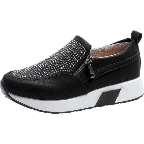 STS Women Casual Shoes 2020 New Fashion Wedge Flat Shoes Zipper Lace Up Comfortable Ladies Sneakers Female Shoes Lady Shoes