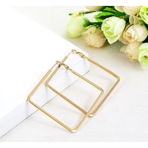 XiongHang Punk Style 52mm*52mm Big Metal Square Hoop Earrings Women Fashion Jewelry Pendientes Geometric Statement Earring 2018