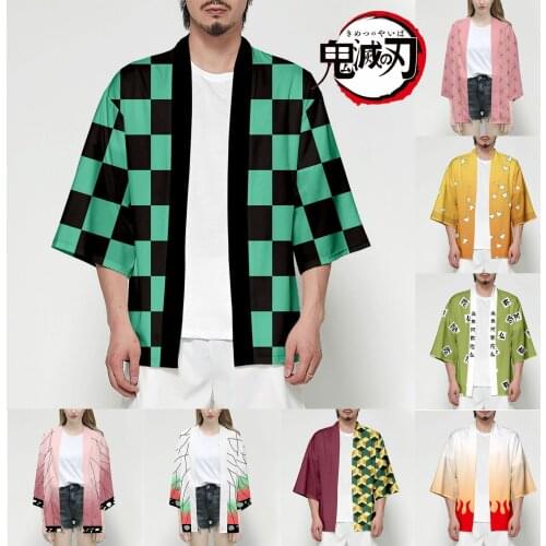 Women/Men Summer Casual Cosplay Costume Demon Slayer Kimetsu no Yaiba 3D Printing Japanese Anime Kimono Haori Yukata Cosplay