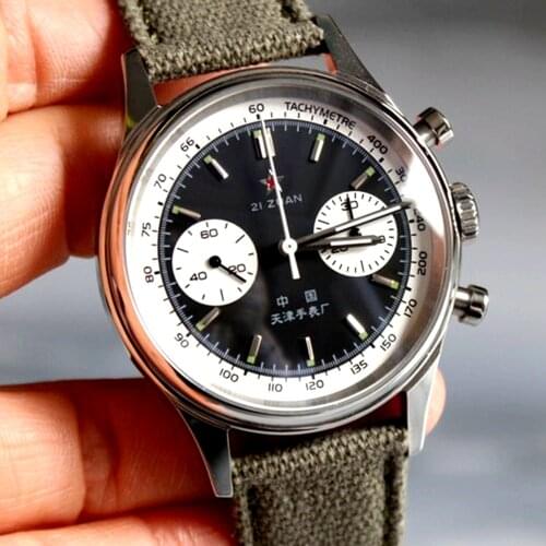 1963 Retro Pilot Watch Men 40mm Panda Chronograph Watches St1901 Hand Wind Mechanical Wristwatches Air Force Luminous Clocks