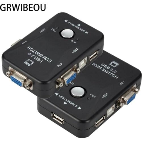 2 Port USB VGA KVM Switch Box Switcher adapter For Mouse Keyboard Monitor Sharing Computer PC