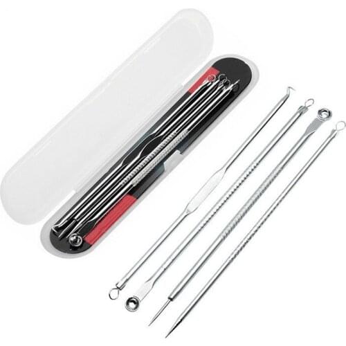 3 4Pcs Stainless Steel Extractor Blackhead Remover Needles Dots Cleaner Acne Blemish Remover Needles Set Facial Pore Cleaner