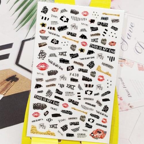 3D Nail Sticker Decals English Letter Kiss Design Nail Art Decorations Stickers Sliders Manicure Accessories Nails Decoraciones