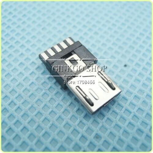 50pcs/lot Communly use Micro USB 5P plug,Micro USB 5Pin Connector Tail Charging male plug Soldering wire