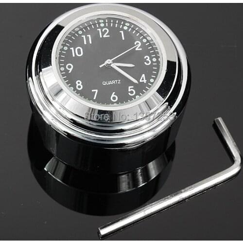 7/8 Universal Chrome Motorcycle Waterproof Handlebar Mount Clock(6.8)