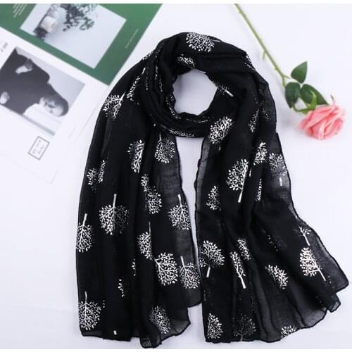 2020 new arrivel silver tree TR cotton scarf hijab shimmer glitter scarves hemming muslim headscarf women shawl scarfs
