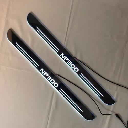 Express delivery led door sill plate strip welcome light threshold guard protectors for Nissan np300
