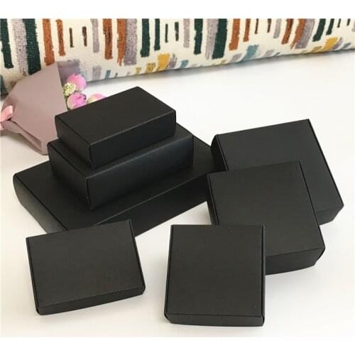 24Pcs Black Cardboard Packaging Boxes Jewelry Boxes Multiple Sizes Aircraft Gift Box Black Handmade Soap Packaging Boxes