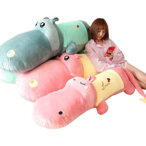 Dorimytrader Jumbo Soft Animal Hippo Plush Pillow Toy Big Stuffed Cartoon Hippos Doll for Lover Children Gift Deco 180cm 71inch