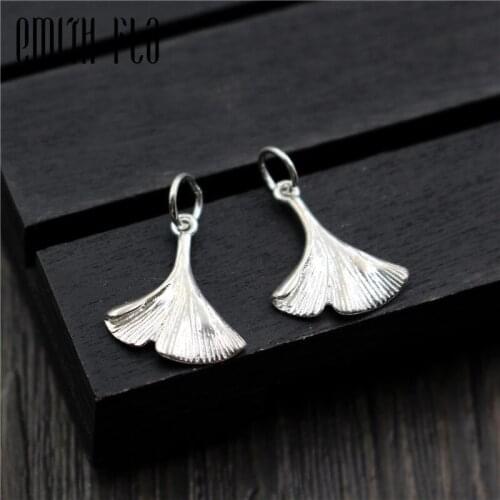 Emith Fla 100% 925 Sterling Silver Leaf Pendants for Necklace & Bracelets European Authentic Small Pendant DIY Jewelry Making