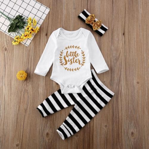 Emmababy Fashion 3PCS Newborn Infant Baby Girl Outfits Ruffle Romper Tops+Long Pants Clothes Set 0-12M