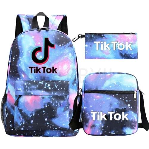 TIK TOK 3pcs Set Backpack Children Anime Cartoon School Bag Bookbag Men Women Travel bags Mochila Daily Rucksack